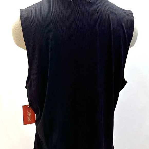 NWT INTEMPO Women Sleeveless Pullover Mock Neck Ribbed Keyhole Black Shirt Sz 2X - Picture 9 of 15